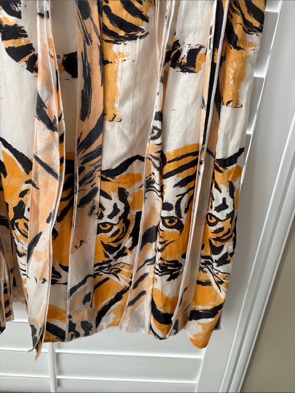 Maeve Long Pleated Maxi Skirt in Mustard, Black and Cream - Picture 6 of 6